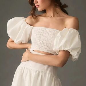 Anthropologie Moon River white cotton dress size M